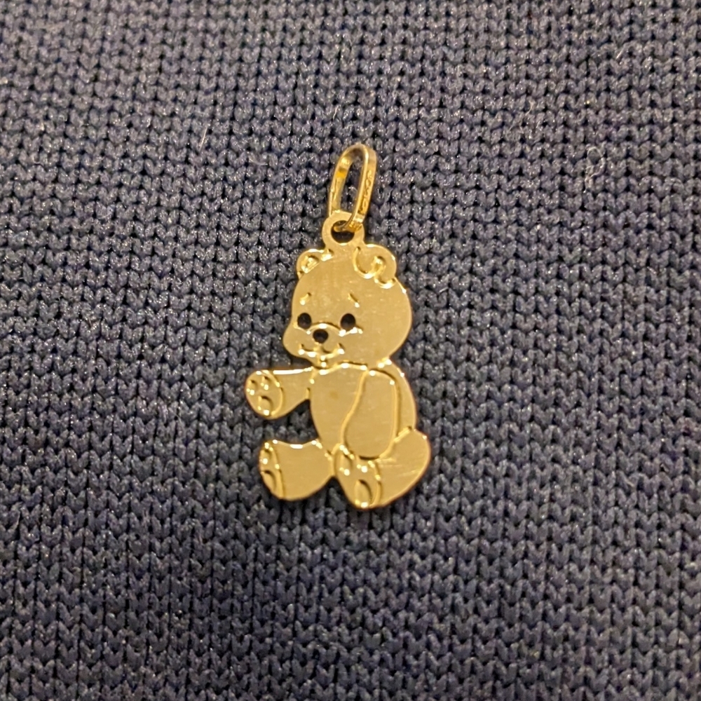 Solid 14k Yellow Gold Bear Charm Pendant